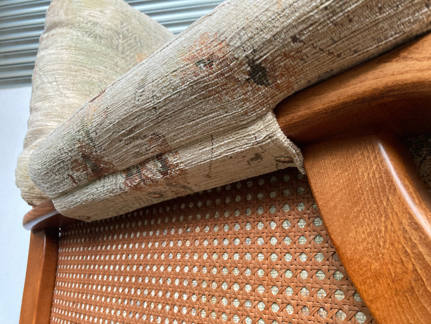 Vintage bergere & oak armchair