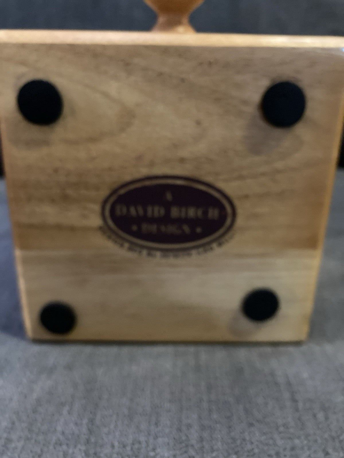 David Birch Vintage Coffee Grinder – Wooden Body, Metal Bowl & Crank, Fruit Tile