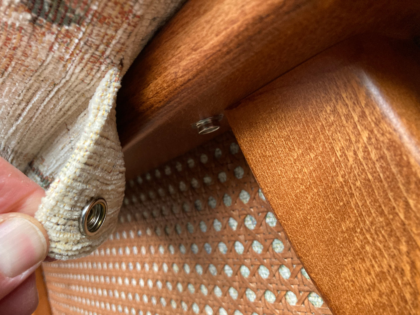 Vintage bergere & oak armchair