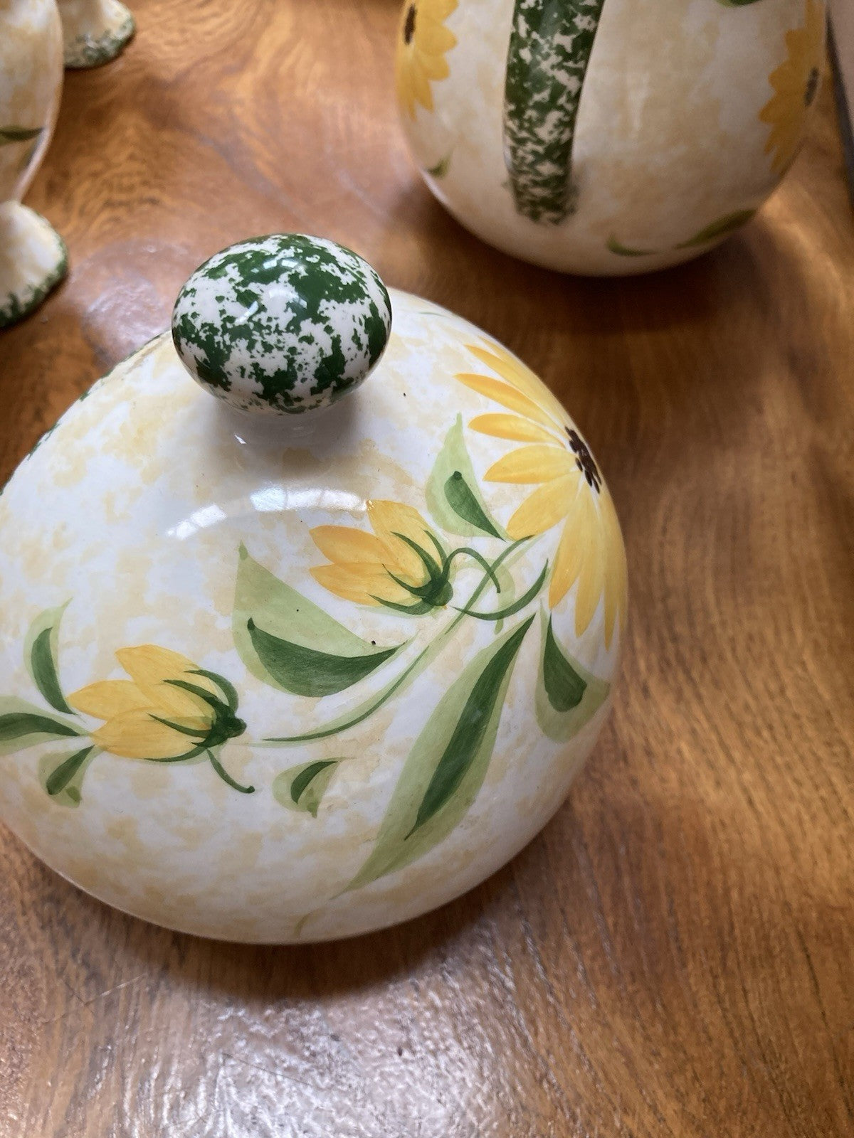 Vintage Obrarte Portugal Sunflower Tea Set – Teapot, Creamer, Sugar Bowl & Cups