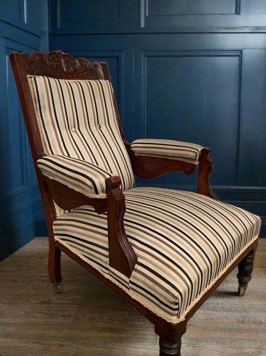 Beautiful carved Victorian armchair on castors