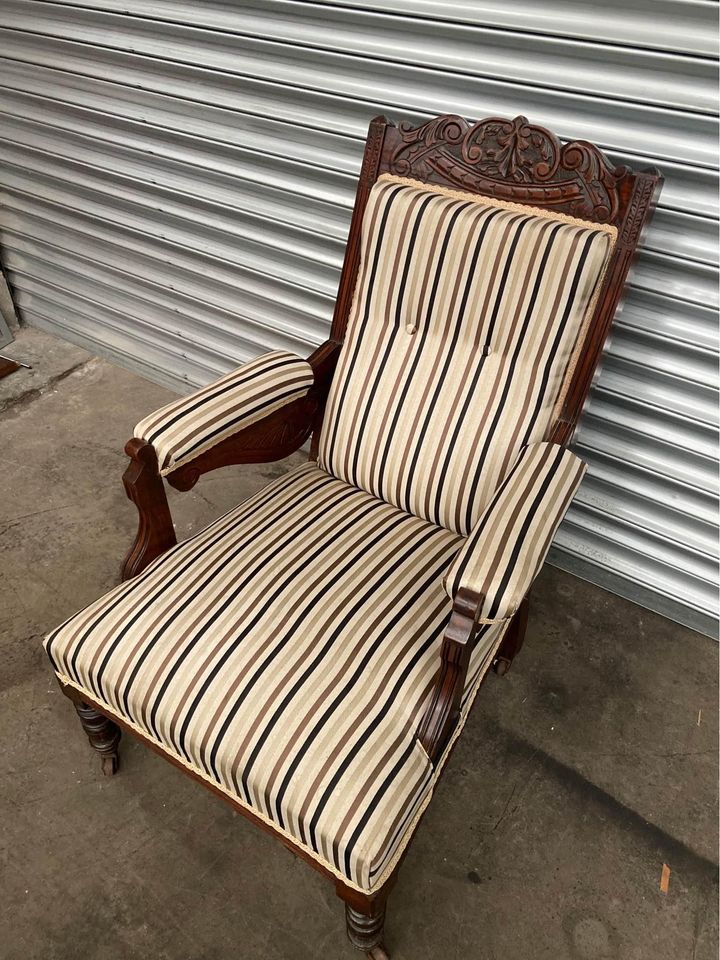 Beautiful carved Victorian armchair on castors