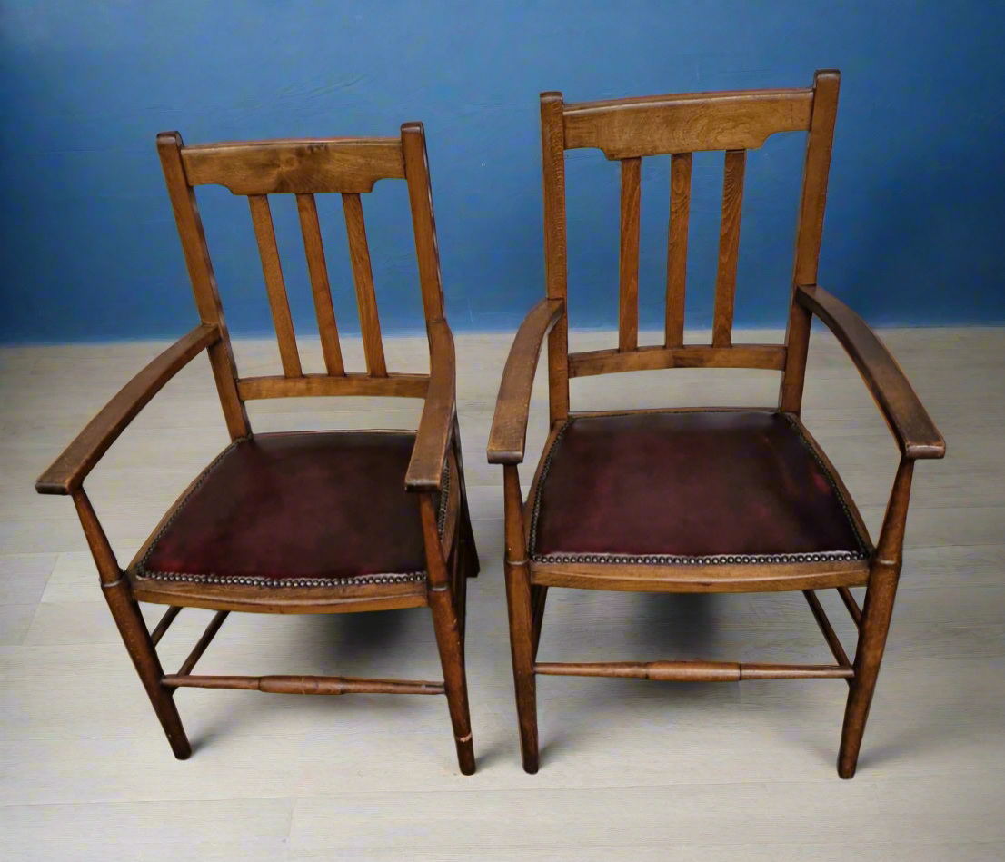 Rare Arts & Crafts Oak Armchairs for Sale - Circa 1900-1910!