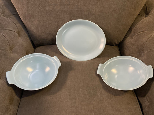 Poole Pottery Twintone  Sky Blue & Dove Grey – Vintage Serving Set