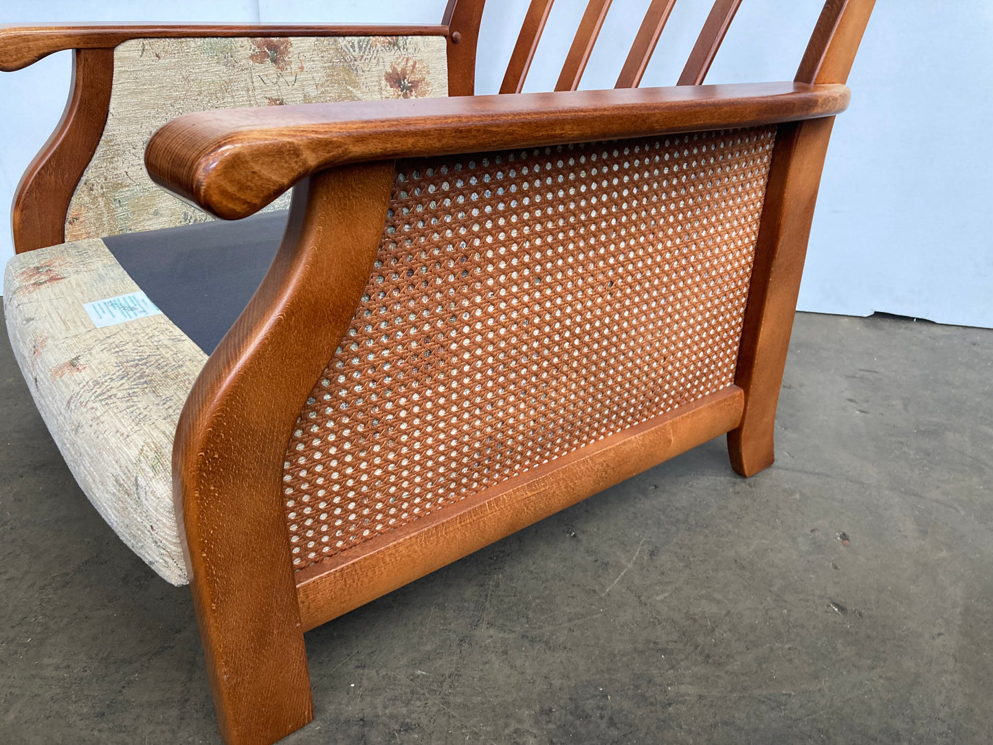 Vintage bergere & oak armchair