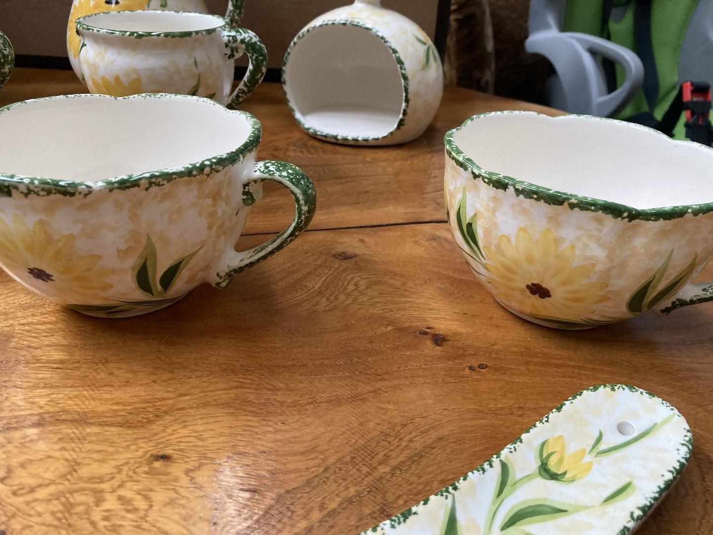 Vintage Obrarte Portugal Sunflower Tea Set – Teapot, Creamer, Sugar Bowl & Cups
