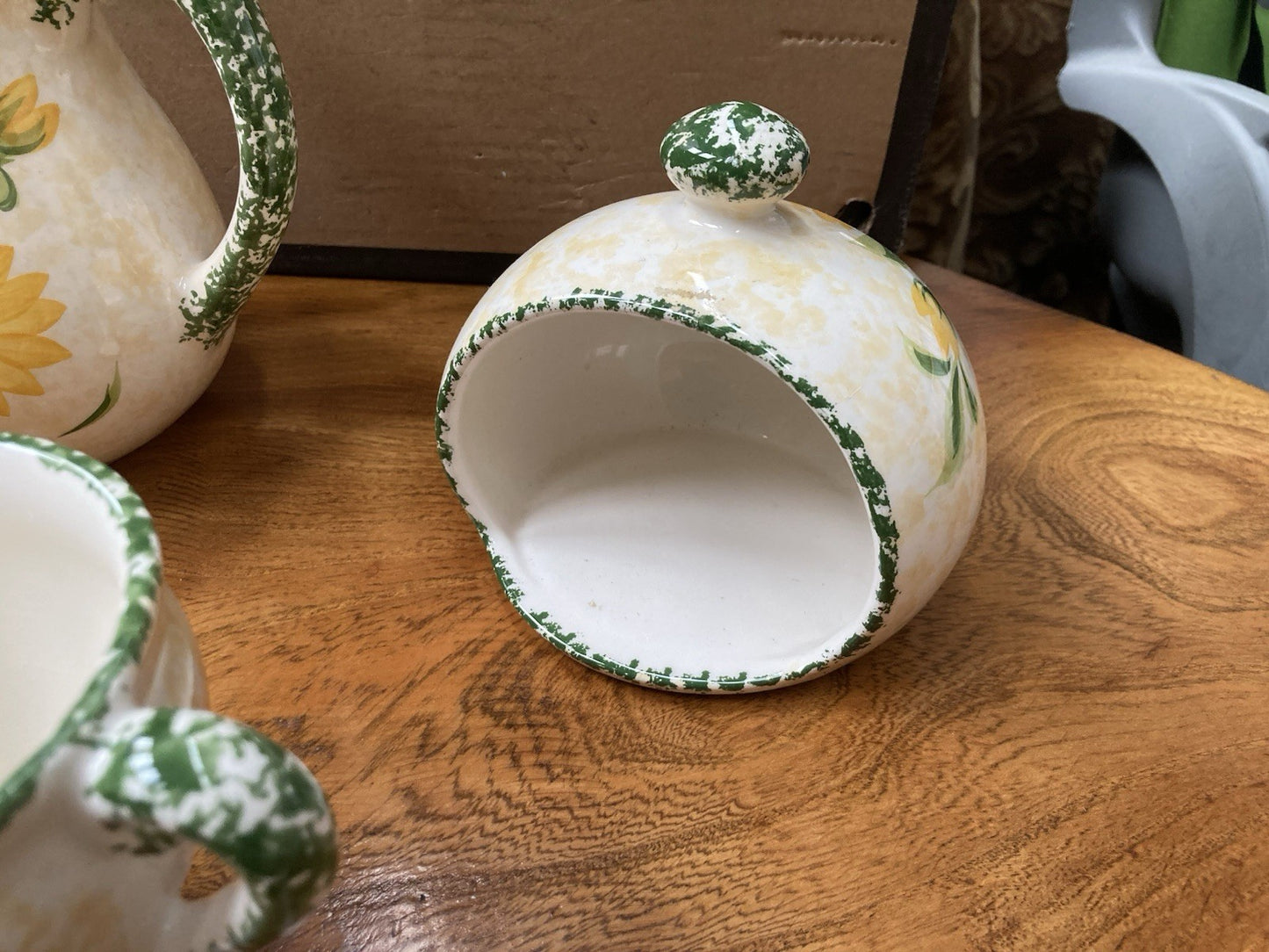 Vintage Obrarte Portugal Sunflower Tea Set – Teapot, Creamer, Sugar Bowl & Cups