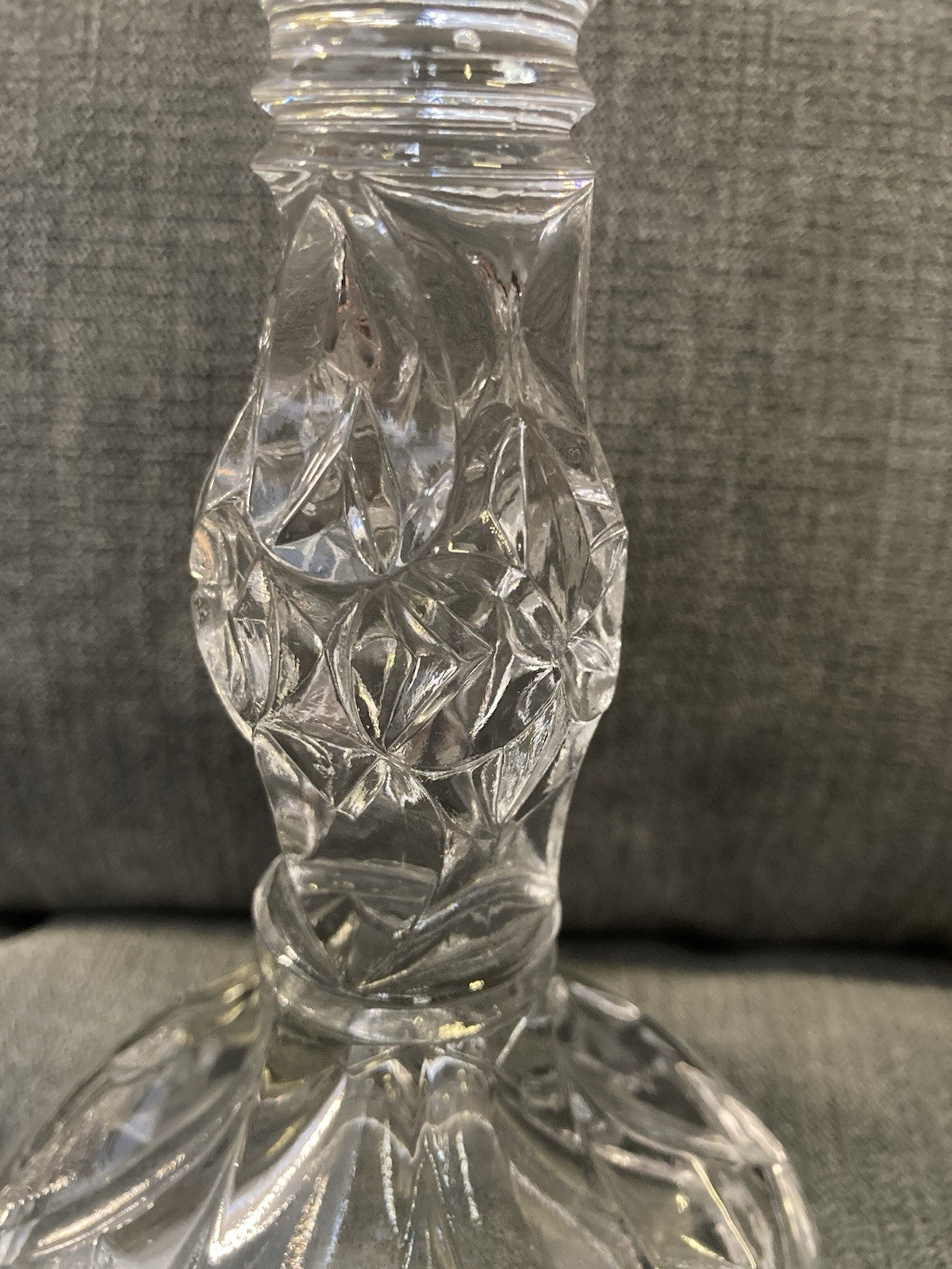 Vintage Sowerby Ellison Clear Pressed Glass Candlesticks Pair 1930s–1950s