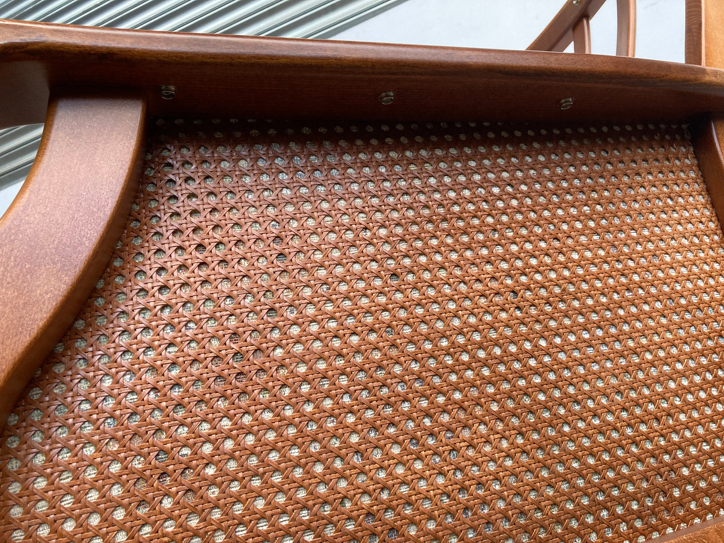 Vintage bergere & oak armchair