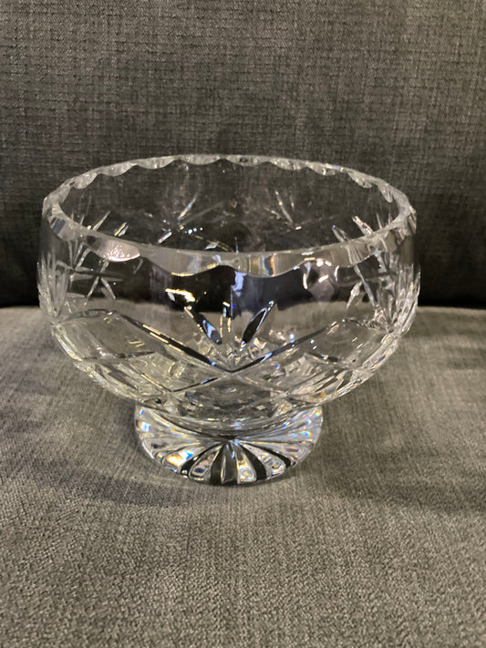✨ Vintage Cut Crystal Rose Bowl – Pedestal Base – 12cm Diameter – ✨