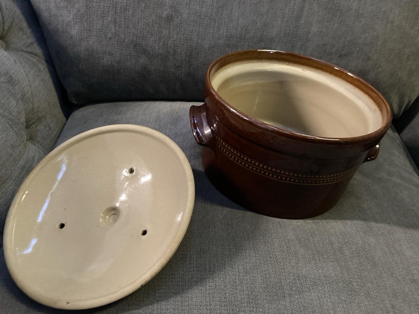 Vintage Pearsons 3.5L Treacle Glaze Stoneware Casserole Dish with Lid – England