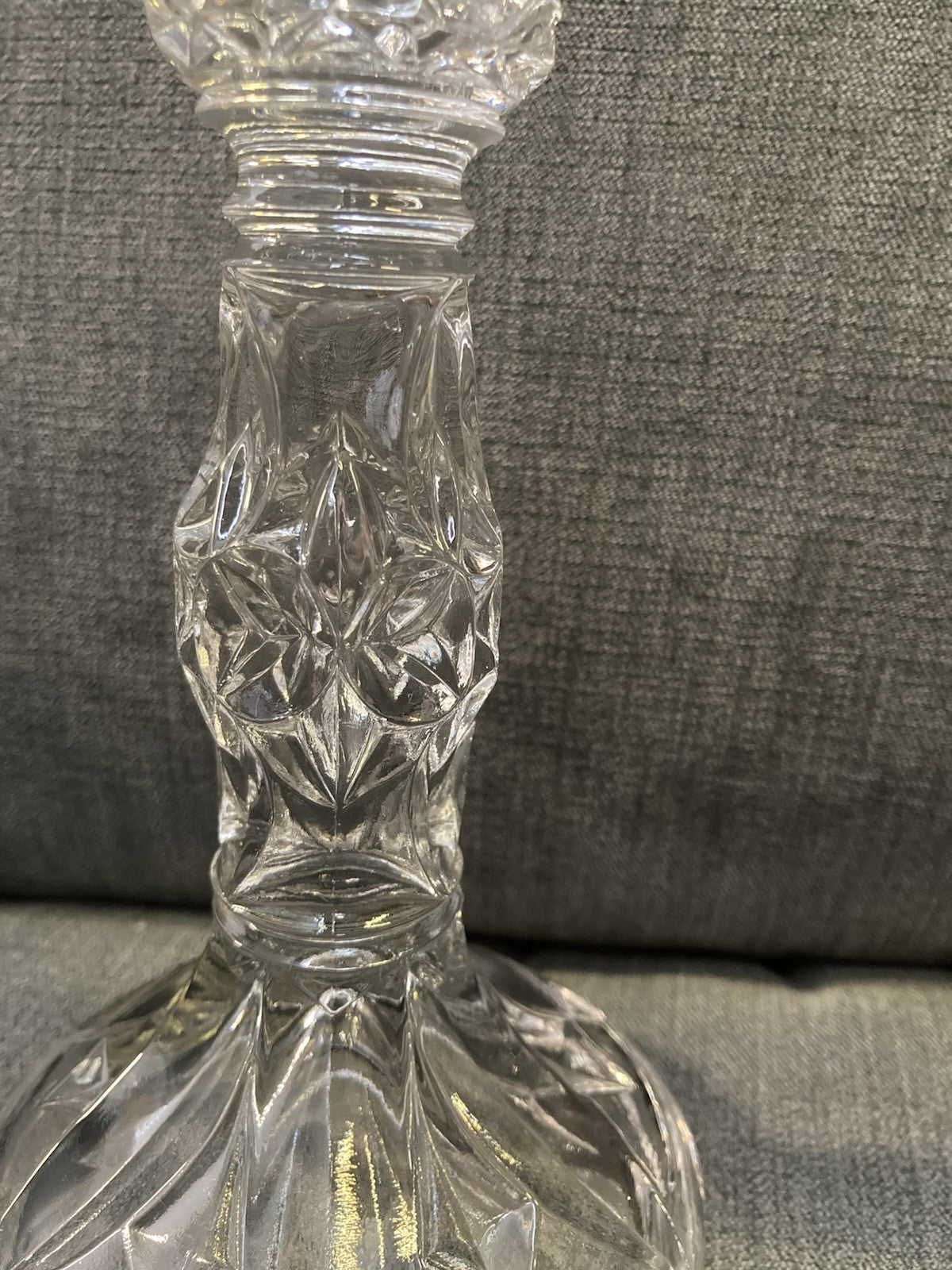 Vintage Sowerby Ellison Clear Pressed Glass Candlesticks Pair 1930s–1950s