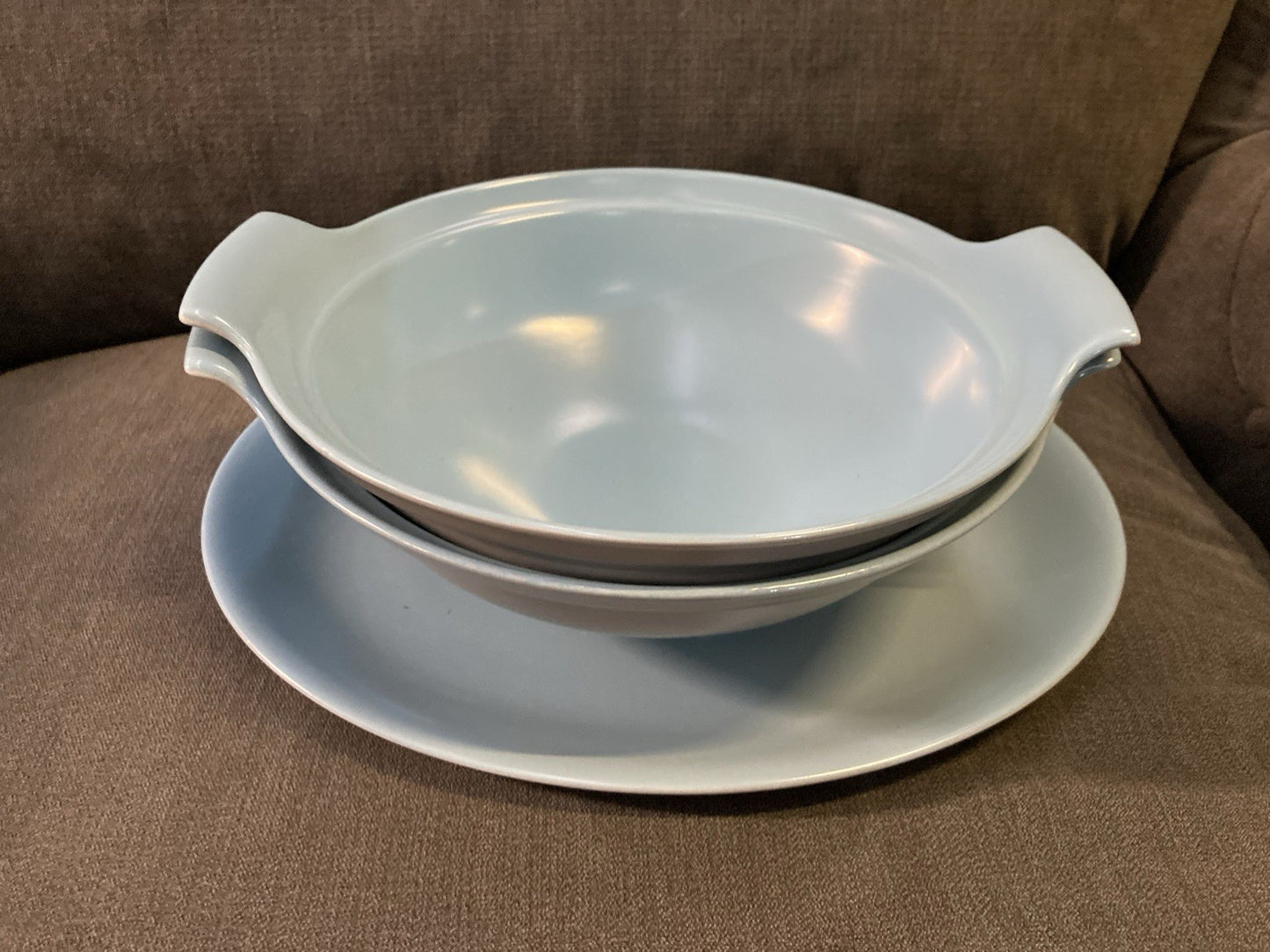 Poole Pottery Twintone  Sky Blue & Dove Grey – Vintage Serving Set
