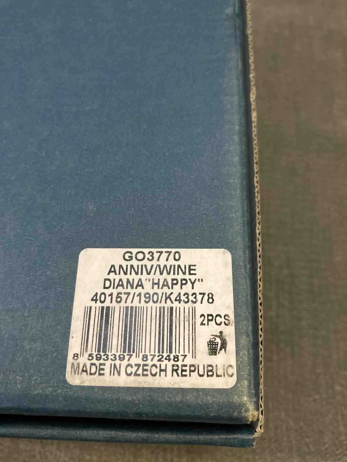 Bohemia Crystalex 25th Anniversary Wine Glasses – Gift Boxed Pair – Unused